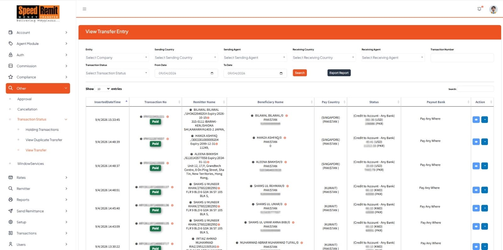 SpeedRemit screenshot